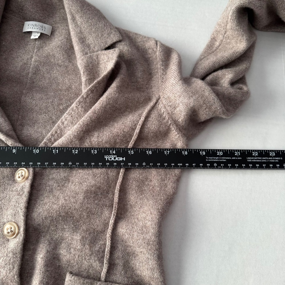 Kinross Cashmere Sweater Blazer Jacket Taupe Brown 100% Cashmere Womens Medium - Picture 5 of 7